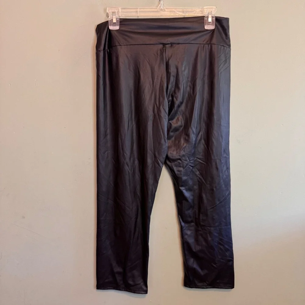 I JOAH Womens Faux Leather Going Out Party Biker Cropped Leggings Black Large